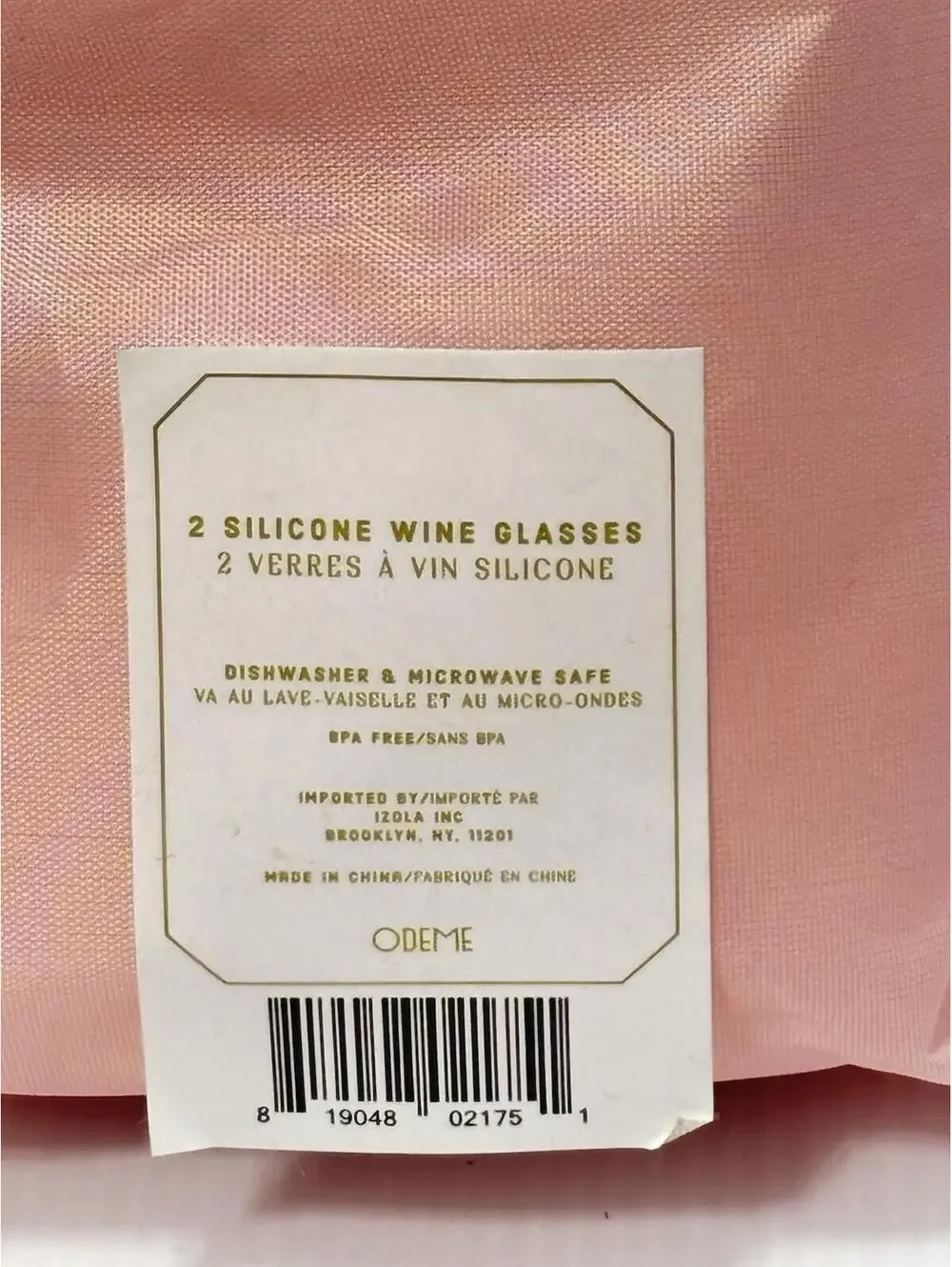 Odeme Silicone Wine Glasses Set of 2 Pink What A Pair Stemless Unbreakable NEW